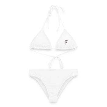 Papillon filigrané, ailes, tatouage tribal - Bikini femme - blanc - Devant - AI Model Female 172 dark (172cm)