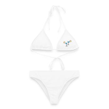 2 Cocktailgläser (Hellblau) - Frauen Bikini - Weiß - Vorne - AI Model Female 172 dark (172cm)