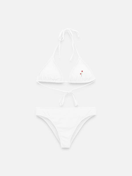 Blume: roter Mohn - Frauen Bikini - Weiß
