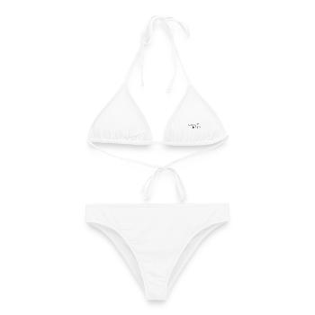 Choisissez le T-shirt du Bonheur – T-shirt Citation Positive - Bikini femme - blanc - Devant - AI Model Female 172 dark (172cm)