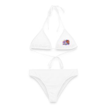 Mut hat viele Farben – Löwenstärke - Frauen Bikini - Weiß - Vorne - AI Model Female 172 dark (172cm)