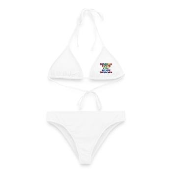 Cooles Regenbogen Motiv gegen Rechts & Fans - Frauen Bikini - Weiß - Vorne - AI Model Female 172 dark (172cm)