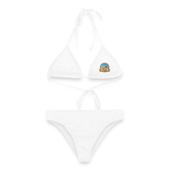 Kek & Ina à la plage - gag de la vie - Bikini femme - blanc - Devant - AI Model Female 172 dark (172cm)