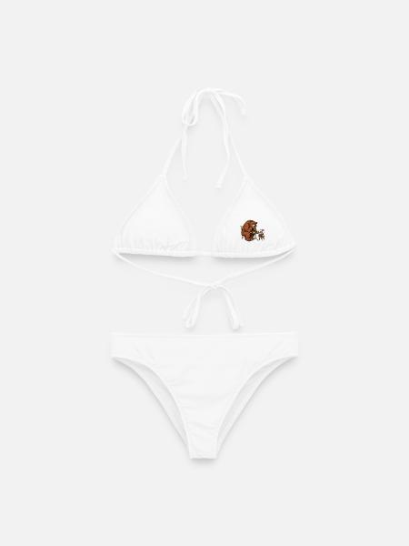 Bär & Maus beim Schach – Lustiges Schachmotiv - Frauen Bikini - Weiß
