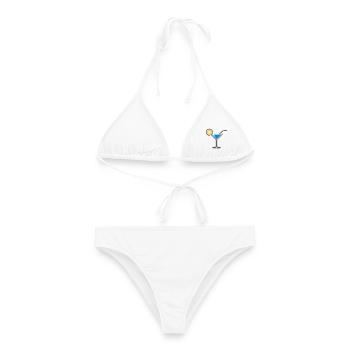 Cocktail / Verre cocktail / Martini + (bleu clair) - Bikini femme - blanc - Devant - AI Model Female 172 dark (172cm)