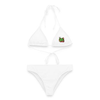 Souriez plus et soyez heureux, Souriez plus - Bikini femme - blanc - Devant - AI Model Female 172 dark (172cm)