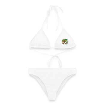 Veggie Wins: Fröhliche Gemüsefreunde - Frauen Bikini - Weiß - Vorne - AI Model Female 172 dark (172cm)