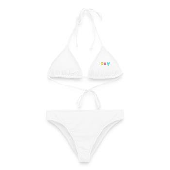 COEUR. MERCI. MAÎTRESSE. MAÎTRE. MERCI MAÎTRESSE. - Bikini femme - blanc - Devant - AI Model Female 172 dark (172cm)