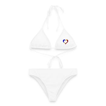 Herz der Rumänienflagge – gestreift - Frauen Bikini - Weiß - Vorne - AI Model Female 172 dark (172cm)