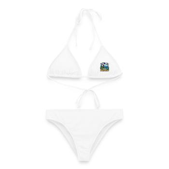 Low Poly – Hohe Erinnerungen - Frauen Bikini - Weiß - Vorne - AI Model Female 172 dark (172cm)