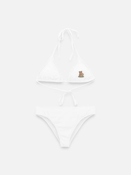 Teddybär mit Kürbiskuchen - Frauen Bikini - Weiß