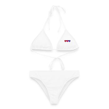 COEUR. MERCI. MAÎTRESSE. MAÎTRE. MERCI MAÎTRESSE. - Bikini femme - blanc - Devant - AI Model Female 172 dark (172cm)