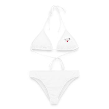 lachendes katzengesicht, lustige Tees - Frauen Bikini - Weiß - Vorne - AI Model Female 172 dark (172cm)