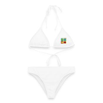 Smileys und vierfarbig - Frauen Bikini - Weiß - Vorne - AI Model Female 172 dark (172cm)