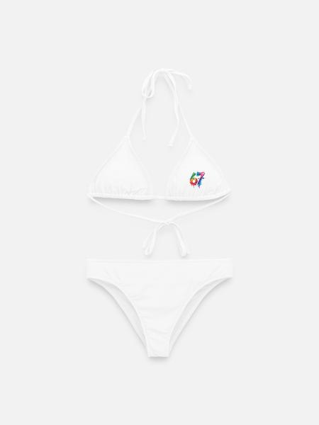 Sechs-Sieben-Farb-Spritzer - Frauen Bikini - Weiß
