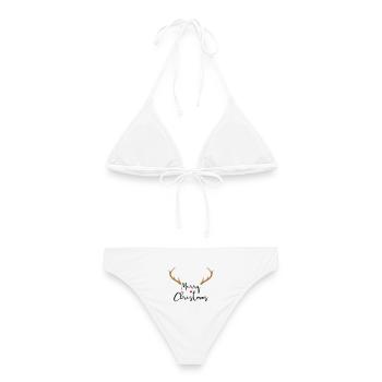 Merry Christmas Geweih I Weihnachten - Frauen Bikini - Weiß - Hinten - AI Model Female 172 dark (172cm)