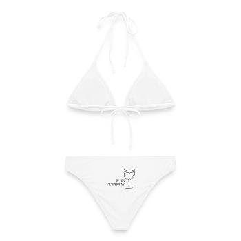 Zu Vino sag' ich nie No! | Weinglas Skizze Spruch - Frauen Bikini - Weiß - Hinten - AI Model Female 172 dark (172cm)