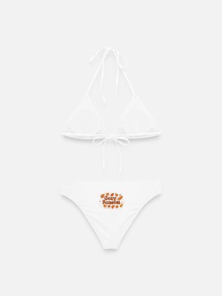 Herbstliche Cozy Season Motivgestaltung - Frauen Bikini - Weiß