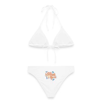 Inscription estivale avec gaieté - Bikini femme - blanc - Dos - AI Model Female 172 dark (172cm)