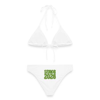 Art texte rétro vert 2026 Senior - Bikini femme - blanc - Dos - AI Model Female 172 dark (172cm)