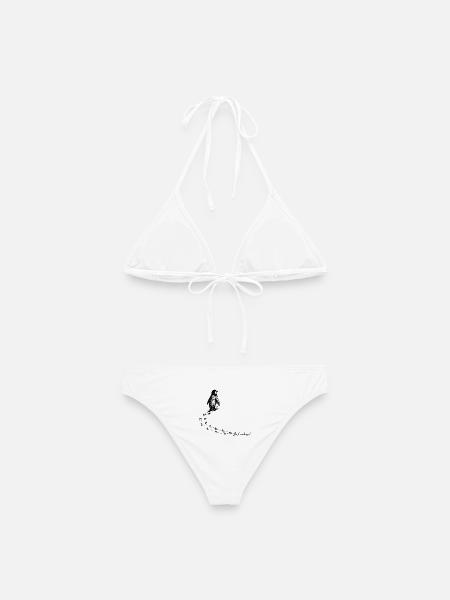 Pinguin But why Antarktis Berg Meme Backprint - Frauen Bikini - Weiß