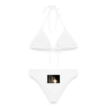 Bokeh nocturne abstrait lumineux - Bikini femme - blanc - Dos - AI Model Female 172 dark (172cm)