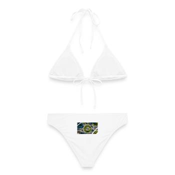 Aerial View Round Circle Green Accents - Women's Bikini - white - Back - AI Model Female 172 dark (172cm)