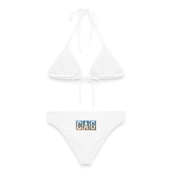 Flughafen Cagliari CAG - Frauen Bikini - Weiß - Hinten - AI Model Female 172 dark (172cm)