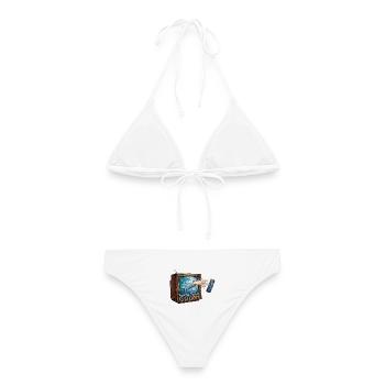 Surreale Ocean Wave Vintage-TV-Grafik | Ästhetik - Frauen Bikini - Weiß - Hinten - AI Model Female 172 dark (172cm)