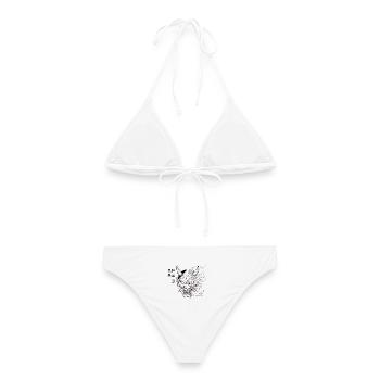 Japanese Oni Mask Demon Japanese Kanji Streetwear  - Frauen Bikini - Weiß - Hinten - AI Model Female 172 dark (172cm)