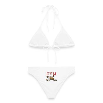 T-Rex Bankdrücken Gym Dinosaurier Humor - Frauen Bikini - Weiß - Hinten - AI Model Female 172 dark (172cm)