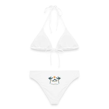 Palmenstrand Hängemattenzauber - Frauen Bikini - Weiß - Hinten - AI Model Female 172 dark (172cm)