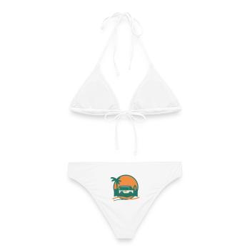 Sonnenuntergang Surfbus am Strand - Frauen Bikini - Weiß - Hinten - AI Model Female 172 dark (172cm)