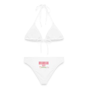 Mutter 2027 Schwangerschaftsankündigung – Werdende Mutter - Frauen Bikini - Weiß - Hinten - AI Model Female 172 dark (172cm)