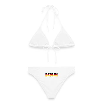 Berlin Schriftzug in Flaggenfarben - Frauen Bikini - Weiß - Hinten - AI Model Female 172 dark (172cm)