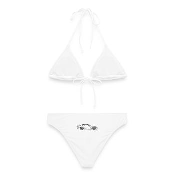 RX‑7 Line Silhouette – JDM Performance Art - Frauen Bikini - Weiß - Hinten - AI Model Female 172 dark (172cm)