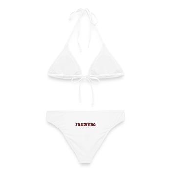 Freiburg College (Vintage Schwarz/Rot) - Frauen Bikini - Weiß - Hinten - AI Model Female 172 dark (172cm)