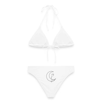 Moon Cat - Frauen Bikini - Weiß - Hinten - AI Model Female 172 dark (172cm)