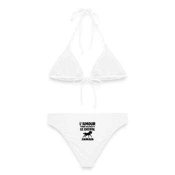 cheval, fan de cheval, cavalier - Bikini femme - blanc - Dos - AI Model Female 172 dark (172cm)