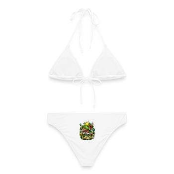 Ich tanke im Garten – Gartenfreude - Frauen Bikini - Weiß - Hinten - AI Model Female 172 dark (172cm)
