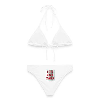 Lets Rock Xmas Weihnachten Weihnachtsfeier - Frauen Bikini - Weiß - Hinten - AI Model Female 172 dark (172cm)