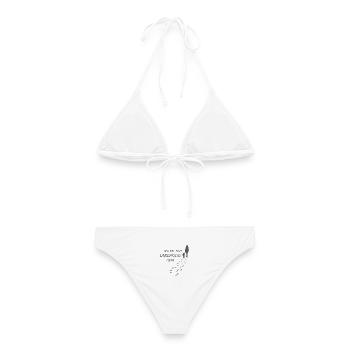 Die mit dem Labrador geht, Hundepfoten Labbi Gassi - Frauen Bikini - Weiß - Hinten - AI Model Female 172 dark (172cm)
