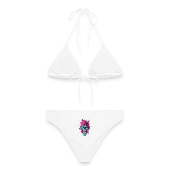 Bunter Totenkopf mit Acryl-Design - Frauen Bikini - Weiß - Hinten - AI Model Female 172 dark (172cm)