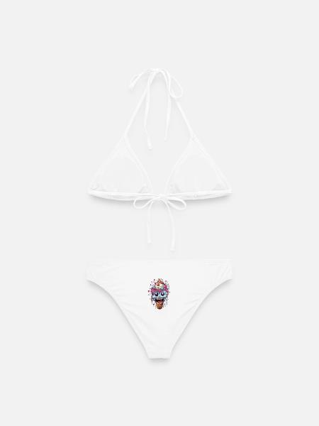 Bunte Totenschleckerei mit Kremtopping - Frauen Bikini - Weiß