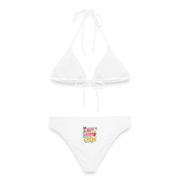 laut lieben crew, buntes graffiti shirt - Frauen Bikini - Weiß - Hinten - AI Model Female 172 dark (172cm)