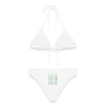 Call Me Neon Typography Statement - Frauen Bikini - Weiß - Hinten - AI Model Female 172 dark (172cm)