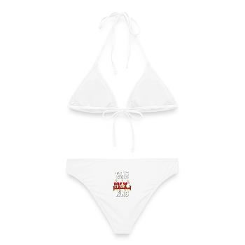 GANS GROßES KINO - rot/beige Gänse - Frauen Bikini - Weiß - Hinten - AI Model Female 172 dark (172cm)