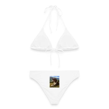 Berglandschaft Hundportrait - Frauen Bikini - Weiß - Hinten - AI Model Female 172 dark (172cm)