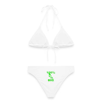 100% Bio Green Eco Symbol | Organic Nature Design - Frauen Bikini - Weiß - Hinten - AI Model Female 172 dark (172cm)