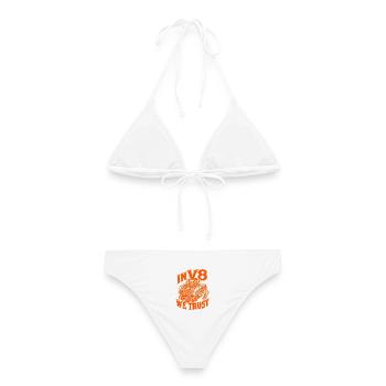 IN V8 WE TRUST – Big Block - Frauen Bikini - Weiß - Hinten - AI Model Female 172 dark (172cm)